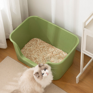 <b>Large</b> open litter <b>box</b>, odor-proof semi-enclosed cat toilet, splash-proof pet supplies, cat cleaning tools - Product Image 1