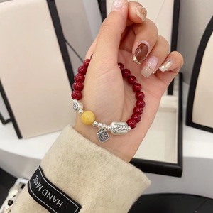 Pulsera de Cinabrio Natural con Diseño de Danza del León, Plata Pura 999, Estilo Chino, Amuleto de la Suerte, Joyería Unisex para Regalo - Product Image 4