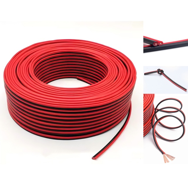 RVB Double Parallel 2-Pin LED Audio Cable 0.5/0.75/1/1.5/2.5mm Red Black Wire Speaker Cable PVC Soft Flat Stranded Wire