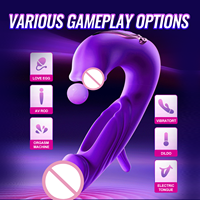 Masseur en silicone en forme de U 3-en-1, rechargeable par USB, conception multi-modes avec 7 fonctions de tapotement, de vibration et de léchage