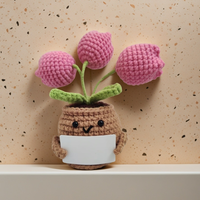 Tricoté à la main énergie positive vert plante en pot ornement crocheté Imitation fleur pomme de terre poupée tricoté fleurs artificielles