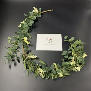 พวงมาลัยยูคาลิปตัสประดิษฐ์,มาลัยดอกไม้สไตล์คริสต์มาสสำหรับตกแต่งบ้านปี QSLH-V041New