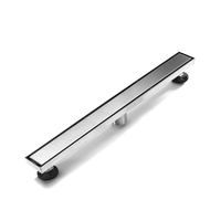 Drain de douche linéaire invisible en acier inoxydable 304 de 24 pouces pour salles humides, insert de carrelage, drain de sol de salle de bain avec bride, design moderne