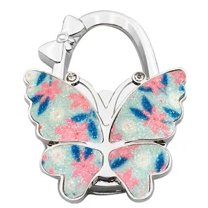 Wholesale Custom Foldable Metal Purse Table Hanger Handbag Hooks Colorful Butterfly Handbag Hook