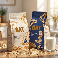 Sachet refermable à fermeture éclair personnalisé en forme d'épi de blé ou d'avoine, à huit soudures latérales, pour le stockage de céréales et de denrées alimentaires en gros