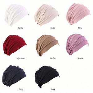 New Fashion <b>Lady</b> One Size Fit Slouchy <b>Snood</b> Baggy Beanie Hat Cancer Hats Chemo Turban Solid Women Sleep Wear Cotton Polyester - Product Image 6