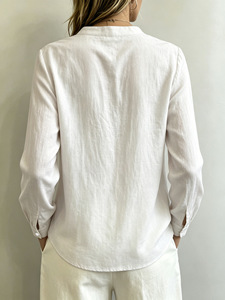 Nueva Llegada, Camisa a Rayas para Mujer Estilo Europeo Americano, Cuello en V Holgado con Bolsillo, Blusa Informal con Cuello para Uso Diario - Product Image 2