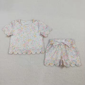 ชุดเซ็ตฤดูร้อนสำหรับเด็กผู้หญิง ลายดอกไม้ ขอบระบาย 2 ชิ้น ขายส่งจากร้านบูติก - Product Image 5
