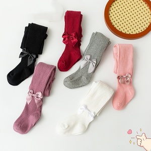 Collants à nœud papillon pour bébé fille, collants en coton à rayures verticales double aiguille, qualité A, leggings doux pour tout-petits, chaussettes mignonnes pour enfants - Product Image 2