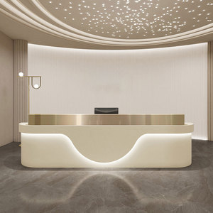 Mostrador de recepción en forma de L personalizado, diseño minimalista, muebles de oficina duraderos, mesa de bienvenida, mostrador de recepción para salón de belleza - Product Image 6