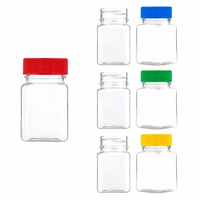 Flacon carré en PET transparent de 50 ml de qualité supérieure, portable, avec bouchon à vis hermétique pour le stockage de comprimés, capsules et compléments alimentaires