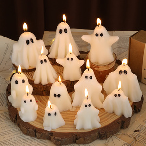 Bougie décorative artisanale en forme de fantôme pour Halloween, en cire de soja, votive, pour bars, respectueuse de l'environnement, longue durée - Product Image 3