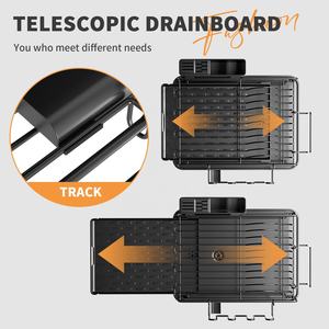 Grande scolapiatti espandibile monostrato lavello da cucina pieghevole stendino porta piatti con supporto in padella - Product Image 5