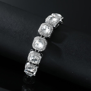 Full Rock Sugar Chain Beard Buckle Hip Hop <b>Bracelet</b>, Summer Splicing Square Rhinestone Cuban <b>Bracelet</b> Men Tanjing Fashion - Product Image 4