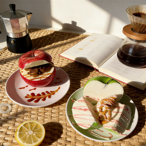 Décoration de plat pomme rouge, tranches de pomme verte, présentoir en mousse plastique écologique, modèle de maison de poupée, dessert, sauce cannelle, maison miniature - Product Image 6