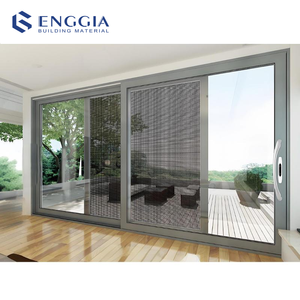Porte coulissante en aluminium Yingjia, <span class=keywords><strong>prix</strong></span> avantageux, <span class=keywords><strong>double</strong></span> <span class=keywords><strong>vitrage</strong></span> avec moustiquaire - Product Image 1
