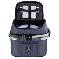 Panier pique-nique pour 2 personnes avec grand compartiment isotherme et poignée de transport en aluminium