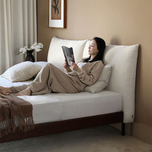 เตียงนอนหรูหราลดราคาจากโรงงาน เตียงคู่ขนาดใหญ่ เฟอร์นิเจอร์ห้องนอน ผ้าฝ้ายลินิน โครงไม้ เตียงนอนแสนสบาย - Product Image 1