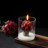 Lilin Aromaterapi Aroma Tulip Estetis dalam Stoples Kaca 3D, Lilin Kedelai Campuran, Dekorasi Rumah Romantis, Lilin Bunga Musim Semi
