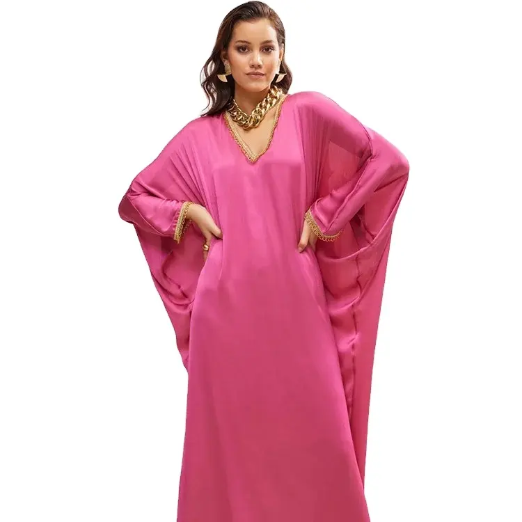 Vestidos de musselina para o Oriente Médio, blusa de ouro com mangas de borboleta, abaya Dubai, turquia, kaftan, abaya, roupas islâmicas plus size