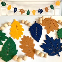 Guirlande de feuilles en feutre d'automne 7 pouces 10 pièces, bannière de récolte d'automne et de Thanksgiving, perles en bois, décoration murale pour chambre d'enfant