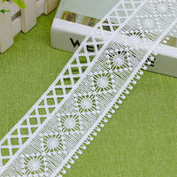 Ruban de dentelle blanc en soie de lait écologique de haute qualité avec broderie florale, idéal pour la confection artisanale et la décoration de mariage