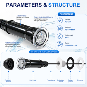 Luz LED <span class=keywords><strong>de</strong></span> Alta Calidad para <span class=keywords><strong>Piscina</strong></span>, D55mm, Multicolor RGB, 12W, 12V, Empotrable sin Nicho, Accesorio <span class=keywords><strong>de</strong></span> Repuesto <span class=keywords><strong>de</strong></span> 1.5 Pulgadas - Product Image 4