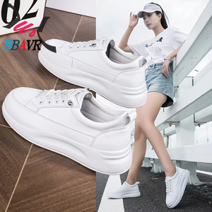 Zapatillas Blancas Yanxuan para Mujer, de Cuero Genuino, con Plataforma Elevada, Suela Gruesa, Modernas y Elegantes para Caminar - Product Image 1