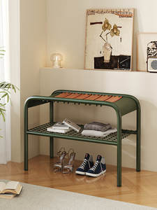 Banco de Estilo Medieval de Alta Gama para Cambiar Zapatos en la Entrada del Hogar, Zapatero con Asiento, Hierro Vintage - Product Image 1