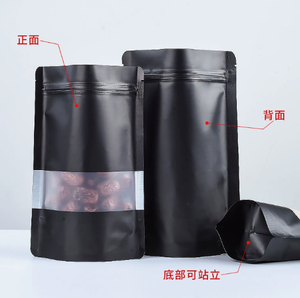 Black Stand up Pouch for Food for Potato Chips Pet Food Sugar Stand up Pouch <b>Packaging</b> <b>Bags</b> with Window - Product Image 2