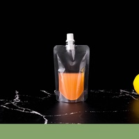 Boisson liquide en plastique transparent réutilisable personnalisée boisson boisson en plastique PE transparente poche à bec verseur sac d'emballage debout