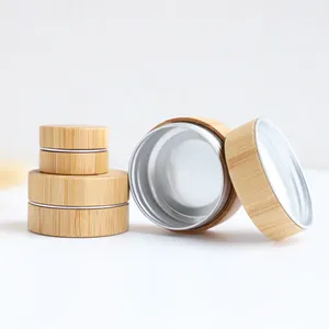 Natural Skincare Packaging 5g 15g 20g 30g 50g 100g Eco Friendly Aluminum Bamboo Jar Covered Bamboo Lid