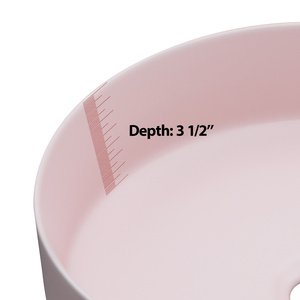 Sarlai Round Shape Pink Countertop Handmade Wash Basin Vessel <strong>Bathroom</strong> Ceramic Table Top Art <strong>Sink</strong> <strong>Bowl</strong> - Product Image 4