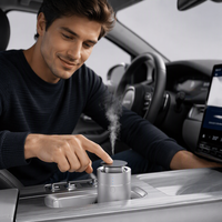 Diffuseur de parfum pour voiture AeroScent rechargeable par USB, logo personnalisé, corps métallique, capacité 10 ml, télécommande, fonctionnement sans eau