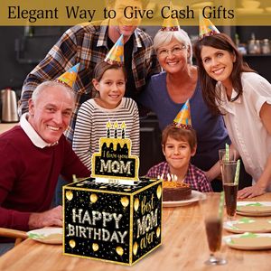 Cajas de <span class=keywords><strong>Regalo</strong></span> para Dinero de <span class=keywords><strong>Cumpleaños</strong></span> para Mamá, Caja Negra y Dorada para Extraer Dinero en Efectivo - Product Image 6