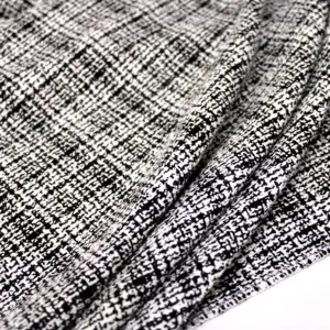 2024 nouvelle mode poids léger haute qualité meilleur prix noir blanc laine Viscose mélange Plaid tissu pour femmes hommes hiver automne Co