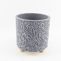 Pots à fleurs ronds populaires au design gaufré mignon, jardinières pour plantes succulentes en ciment pour jardin extérieur et bureau