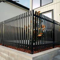 Op maat gemaakte aluminium verticale omheining modern design gelaste lamellen zwart gepoedercoat Australië veiligheidsomheining zwembad metalen hekwerk
