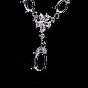 Collier semi-monté en argent <span class=keywords><strong>sterling</strong></span> 4*5 + 5*7mm Support vide de griffes vierges S925 Base sans pierre centrale pour incrustation de bricolage - Product Image 3