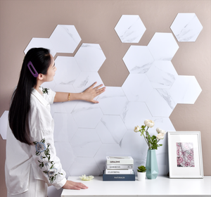 Papel Tapiz Autoadhesivo Hexagonal <span class=keywords><strong>3D</strong></span> Moderno con Textura Realista de Mármol, Adhesivo de Pared Impermeable, Venta al Por Mayor - Product Image 2