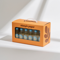 Boîtes en carton personnalisées pour bouteilles de boissons, emballage de jus de fruits, boîte en carton ondulé avec poignée et fenêtre transparente