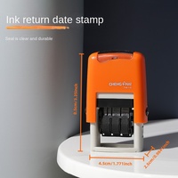 Sceau de date en plastique avec retour d'encre, impression de date réglable, fonction de retournement de page - Chinois et anglais