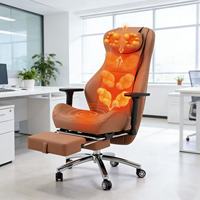 Fauteuil de massage ergonomique haut de gamme en cuir PU, pliable, pour le cou, le dos et les fesses, idéal pour le bureau