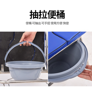 Hengfukang Stainless Steel Folding Commode <b>Chair</b> Blue Adjustable With <b>Padded</b> Seat And Backrest For Elderly Or Disabled Users - Product Image 4