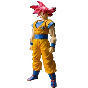 Figura de Son Goku, el héroe del anime, Super Saiyan con cabello rojo, modelo coleccionable y articulado para decoración de escritorio y colección de fans. - Product Image 1