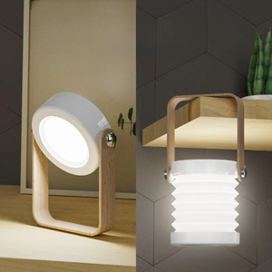 Lampe de lecture LED pliable avec poignée en bois – Lanterne télescopique portable, lampe de table rechargeable par USB – 3 températures de couleur, D - Product Image 5