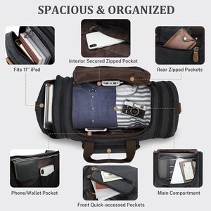 <b>Men</b> Vintage Canvas Duffle <b>Bag</b> Large Capacity Travel Overnight <b>Weekender</b> <b>Bag</b> Multi Pocket Carry on Gym Sports Duffle <b>Bag</b> - Product Image 2