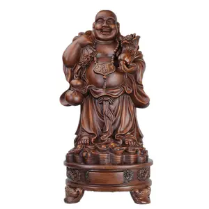 Big belly Maitreya Buddha decorations smiling Buddha statue offering wood carving decorations