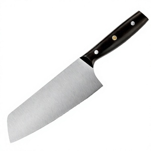 Couteau de cuisine de 8 pouces à lame pleine, finition satinée, en acier à haute teneur en carbone 9 CR13, pour droitier, avec manche en bois d'ébène, type couteau de chef - Product Image 4