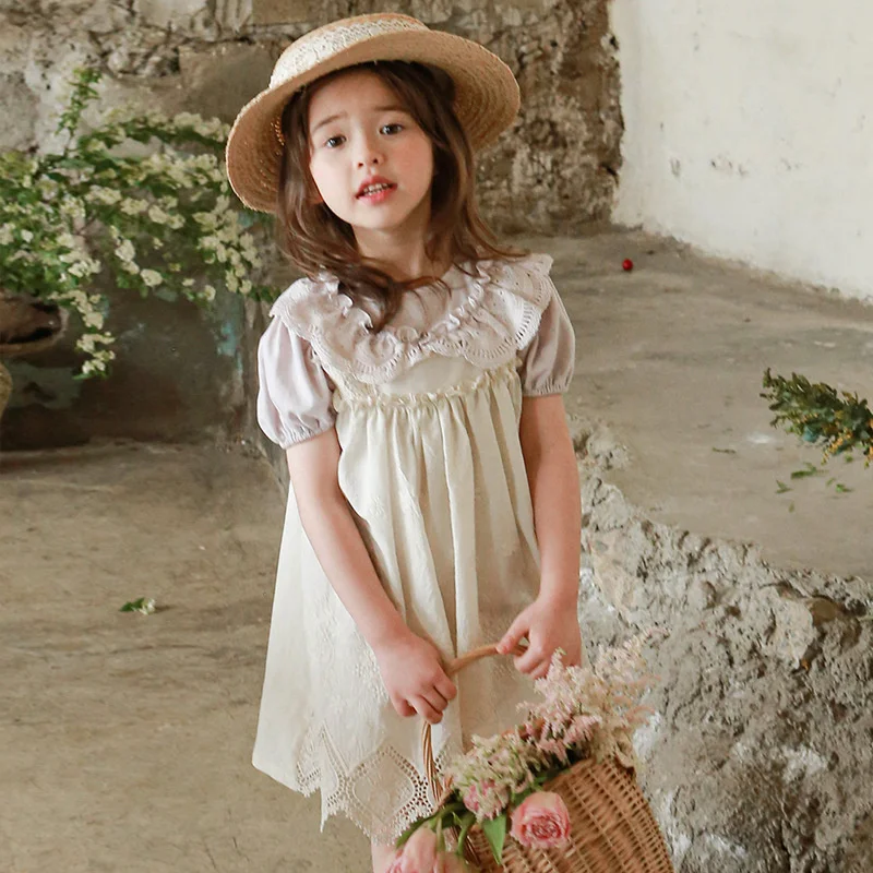 Wholesale Summer Kids Girls Lace Dress Korean Design Sleeveless Pink and  Beige Casual Dress for 2-10 Years Girls| Alibaba.com